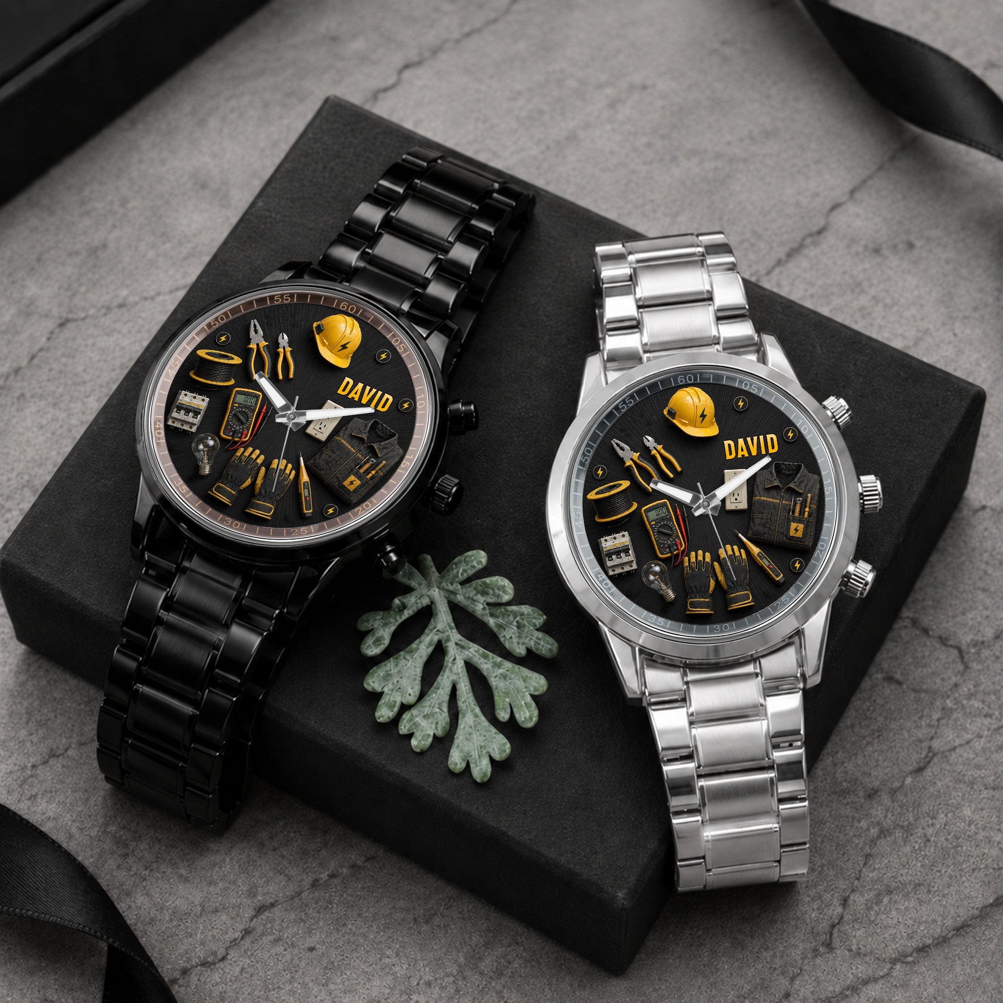 Personalized Custom Men's Watch for Electrician with Name Gift Men's Watch GradoCreations