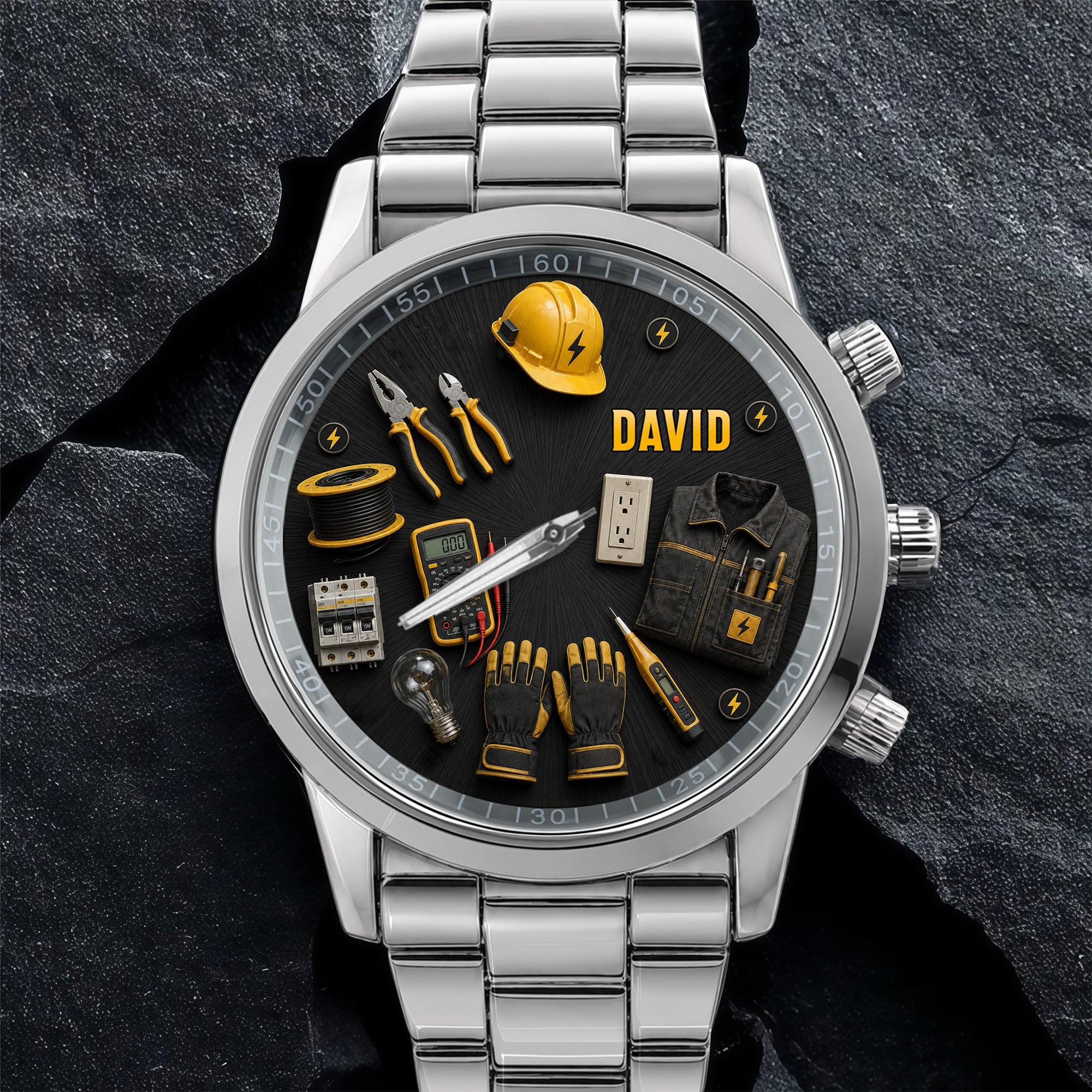 Personalized Custom Men's Watch for Electrician with Name Gift Men's Watch GradoCreations