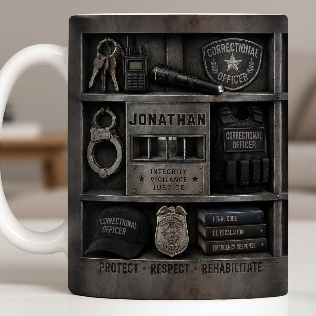 Personalized Coffee Mug Custom Badge Gift for Correctional Officer Dad Edge-to-edge Mug GradoCreations