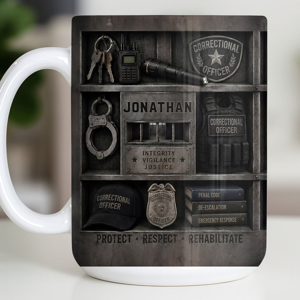 Personalized Coffee Mug Custom Badge Gift for Correctional Officer Dad Edge-to-edge Mug GradoCreations
