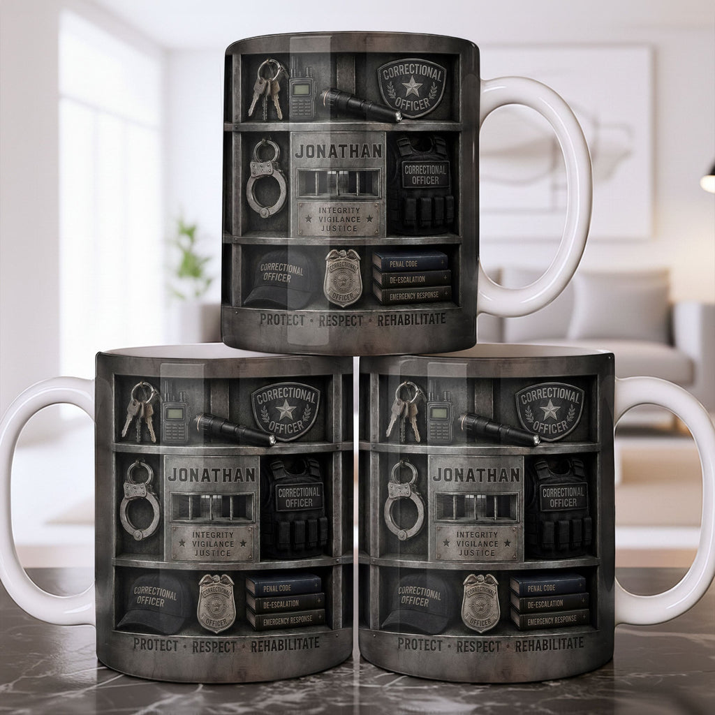 Personalized Coffee Mug Custom Badge Gift for Correctional Officer Dad Edge-to-edge Mug GradoCreations