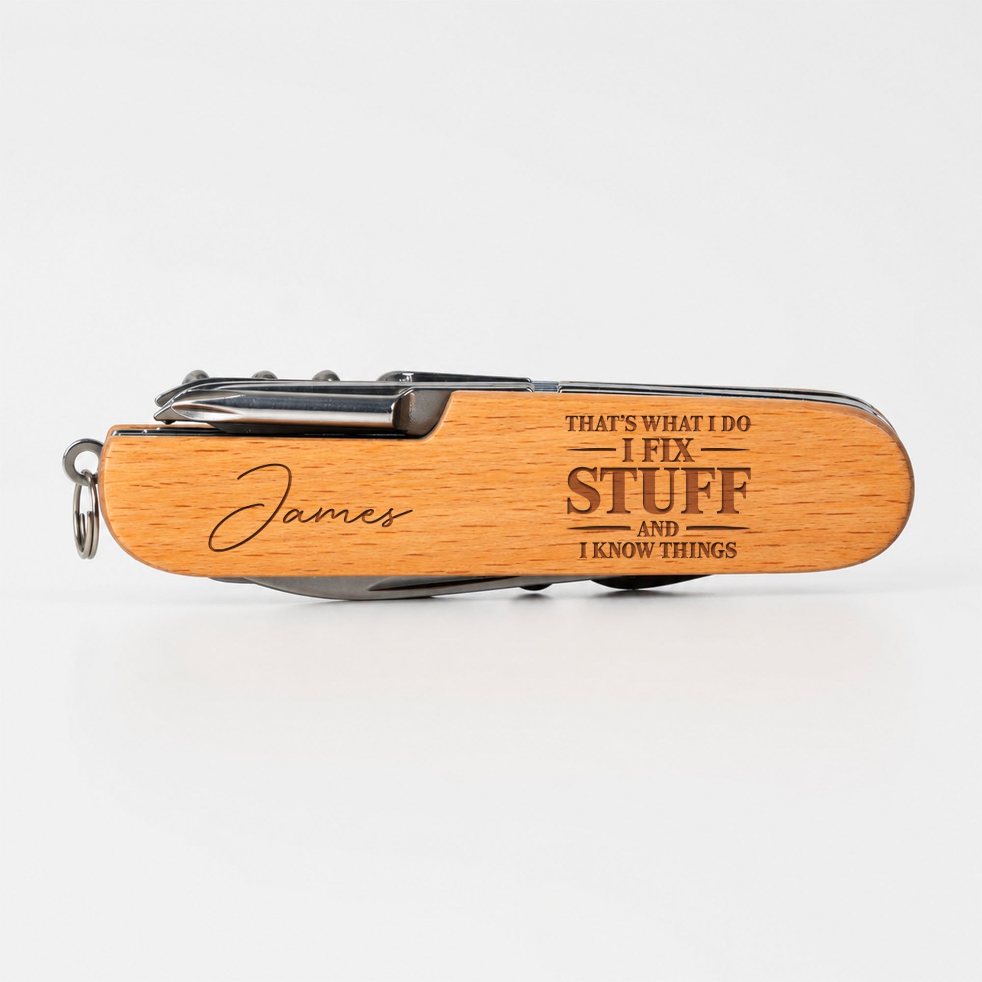 Personalized Wooden Multi Tool Custom Name Engraved Gift for Dad Wooden Multi Tool GradoCreations