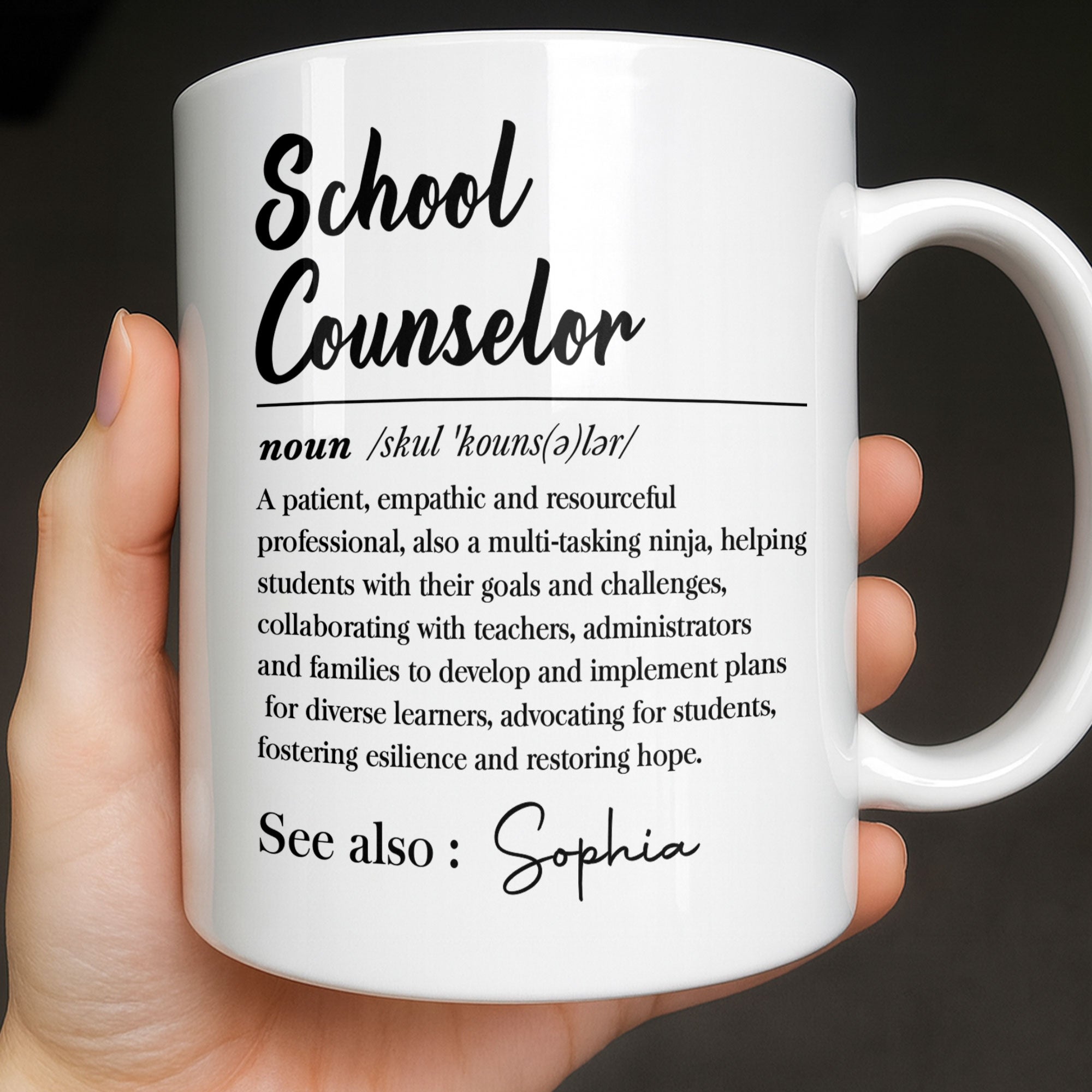 Personalized School Counselor Coffee Mug Custom Name Gift Edge-to-edge Mug GradoCreations