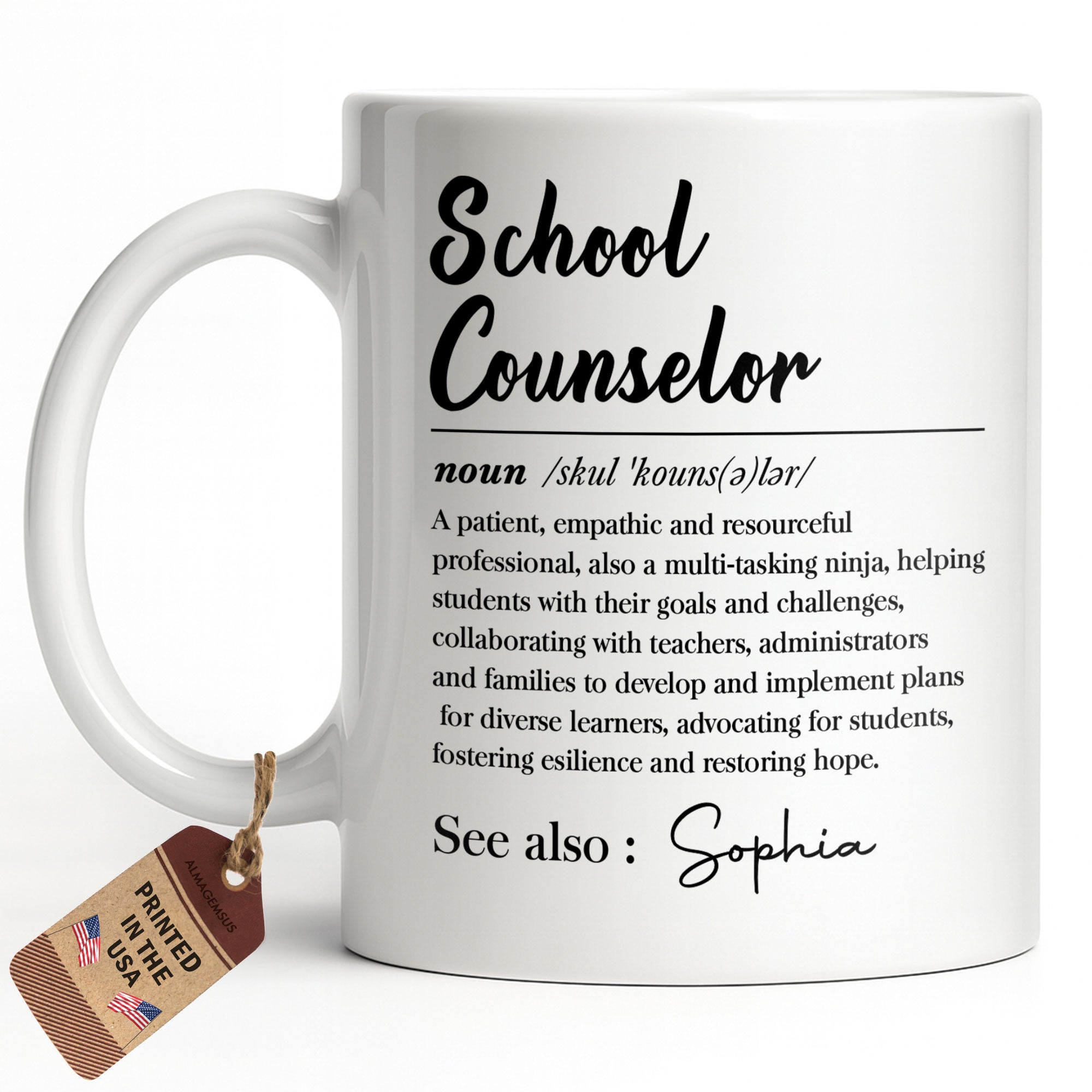 Personalized School Counselor Coffee Mug Custom Name Gift Edge-to-edge Mug GradoCreations
