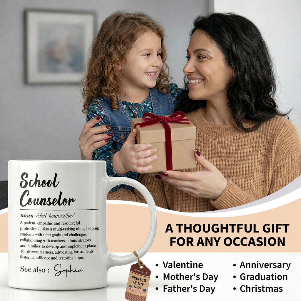 Personalized School Counselor Coffee Mug Custom Name Gift Edge-to-edge Mug GradoCreations