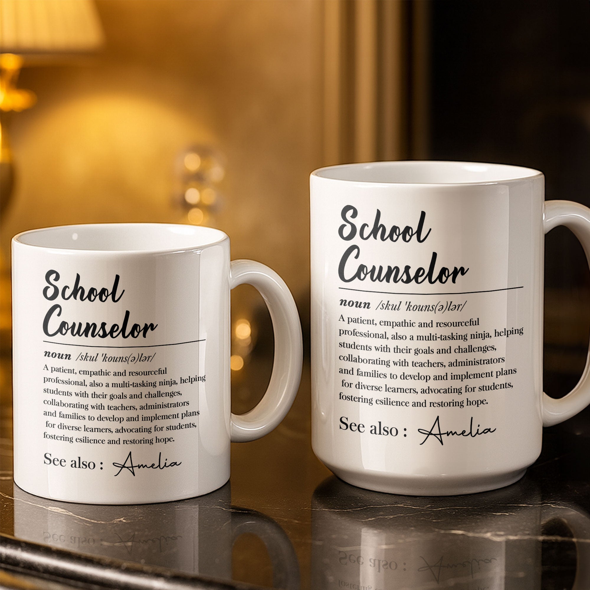 Personalized School Counselor Coffee Mug Custom Name Gift Edge-to-edge Mug GradoCreations