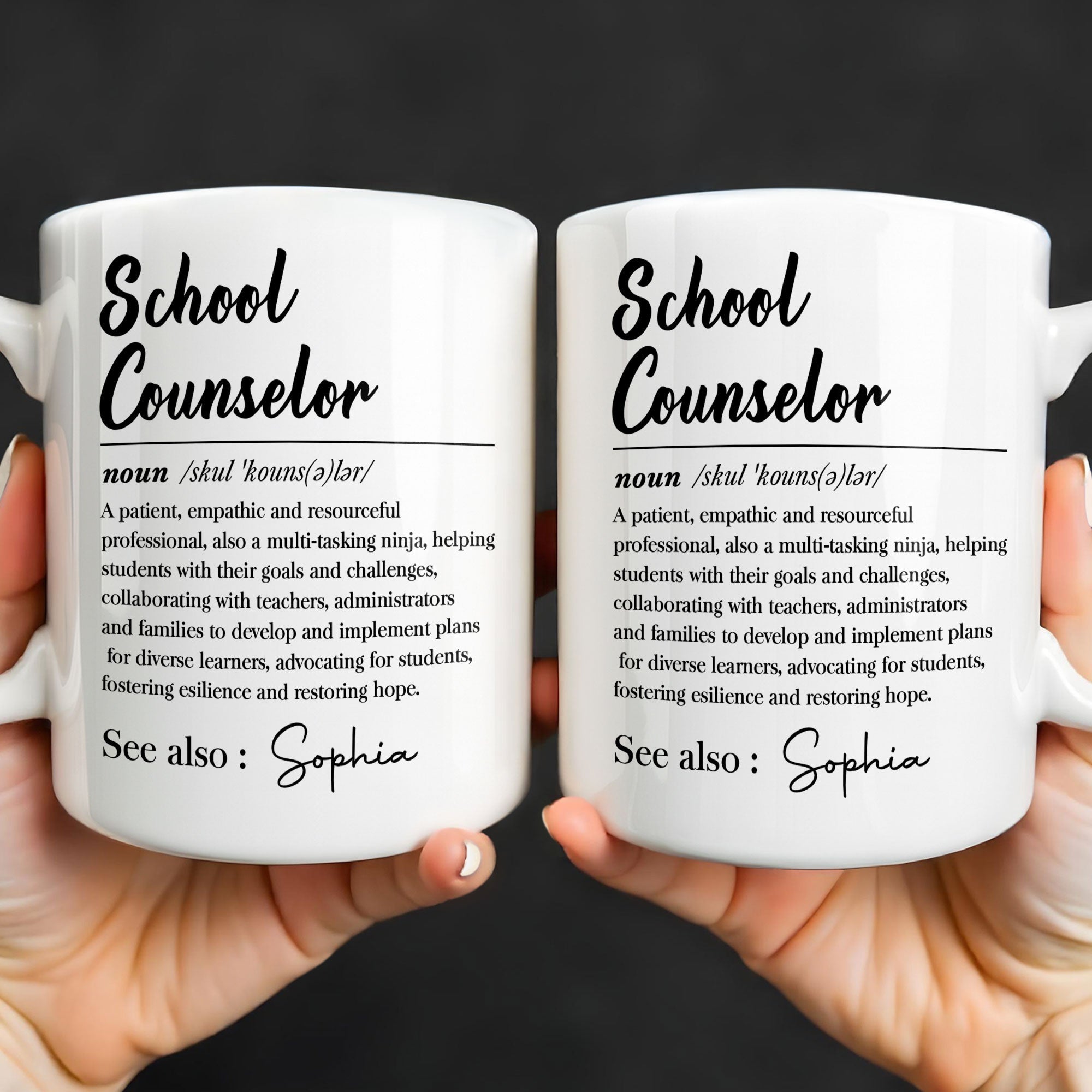 Personalized School Counselor Coffee Mug Custom Name Gift Edge-to-edge Mug GradoCreations
