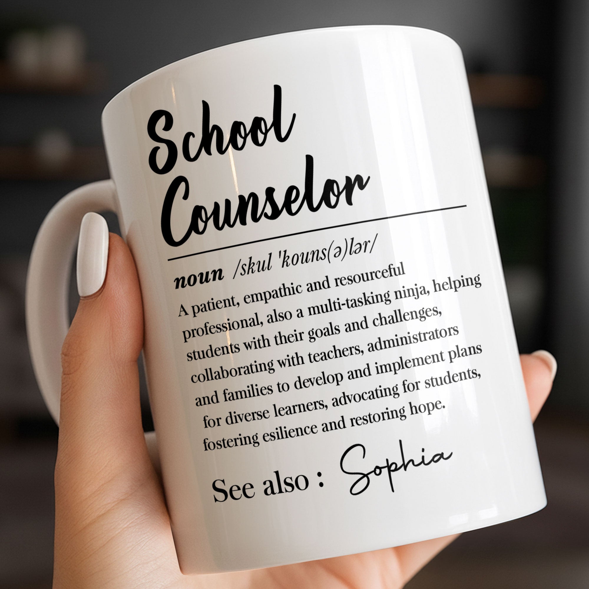 Personalized School Counselor Coffee Mug Custom Name Gift Edge-to-edge Mug GradoCreations