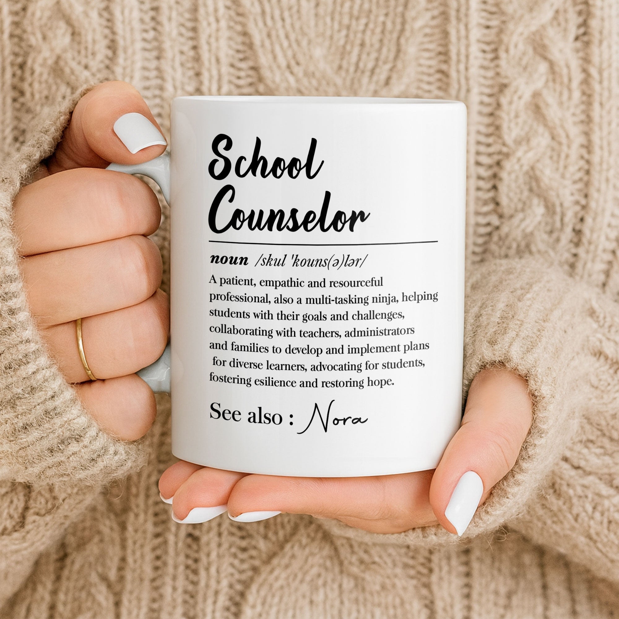 Personalized School Counselor Coffee Mug Custom Name Gift Edge-to-edge Mug GradoCreations