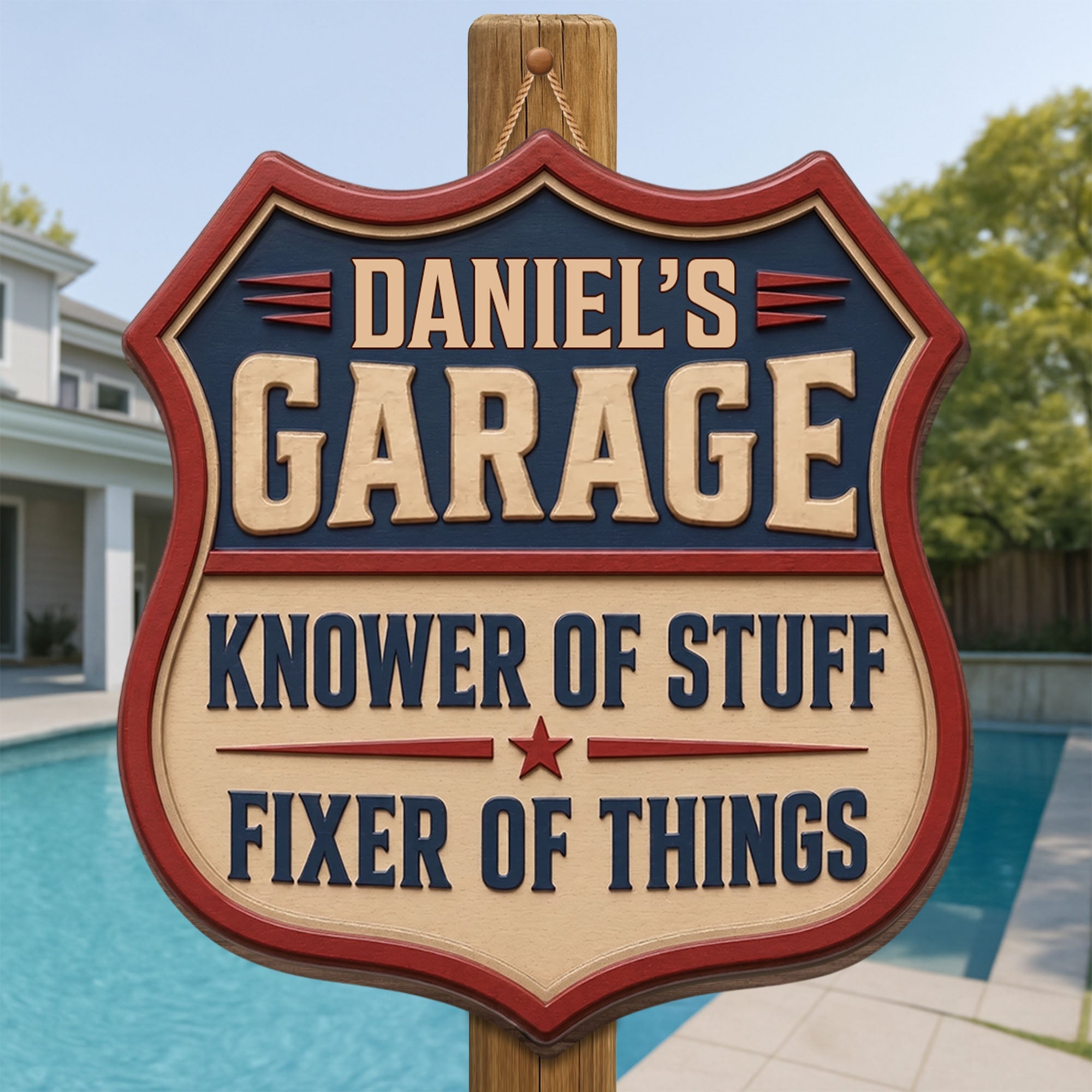 Personalized Garage Sign Custom Name Gift for Dad Eco-Friendly Wood Sign GradoCreations