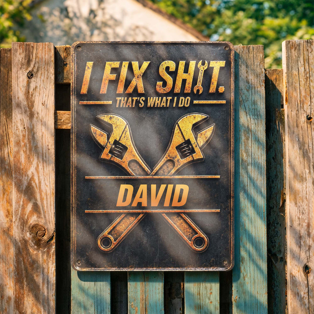 Personalized Metal Sign Custom Name Gift for Dad Handyman Metal Sign GradoCreations
