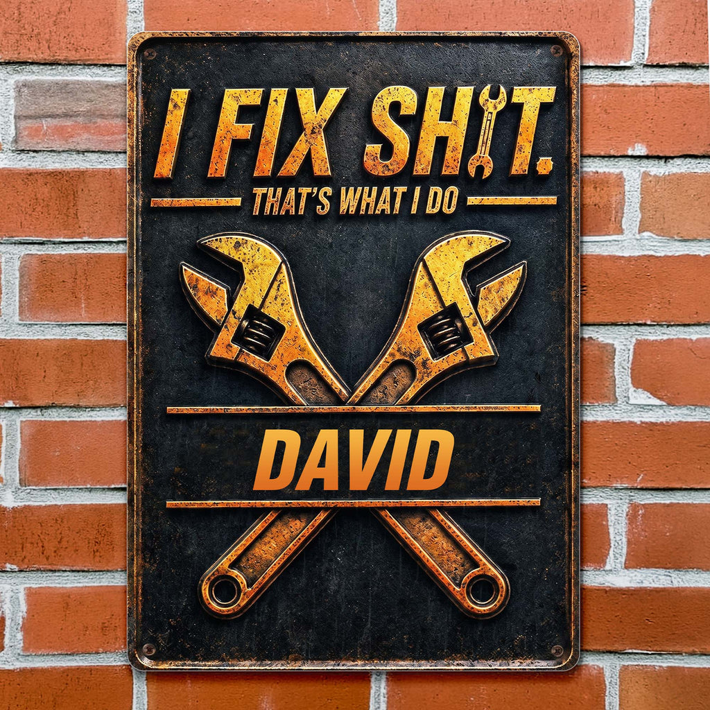 Personalized Metal Sign Custom Name Gift for Dad Handyman Metal Sign GradoCreations