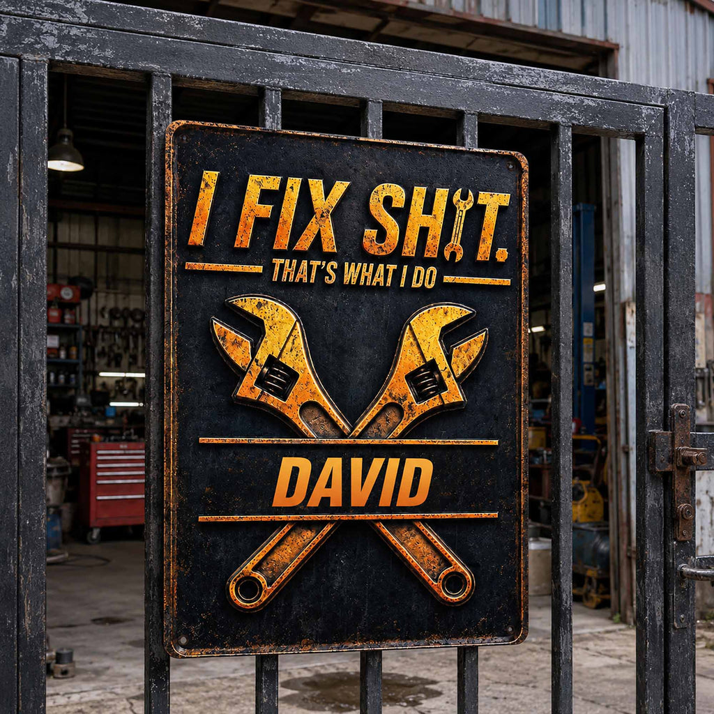 Personalized Metal Sign Custom Name Gift for Dad Handyman Metal Sign GradoCreations