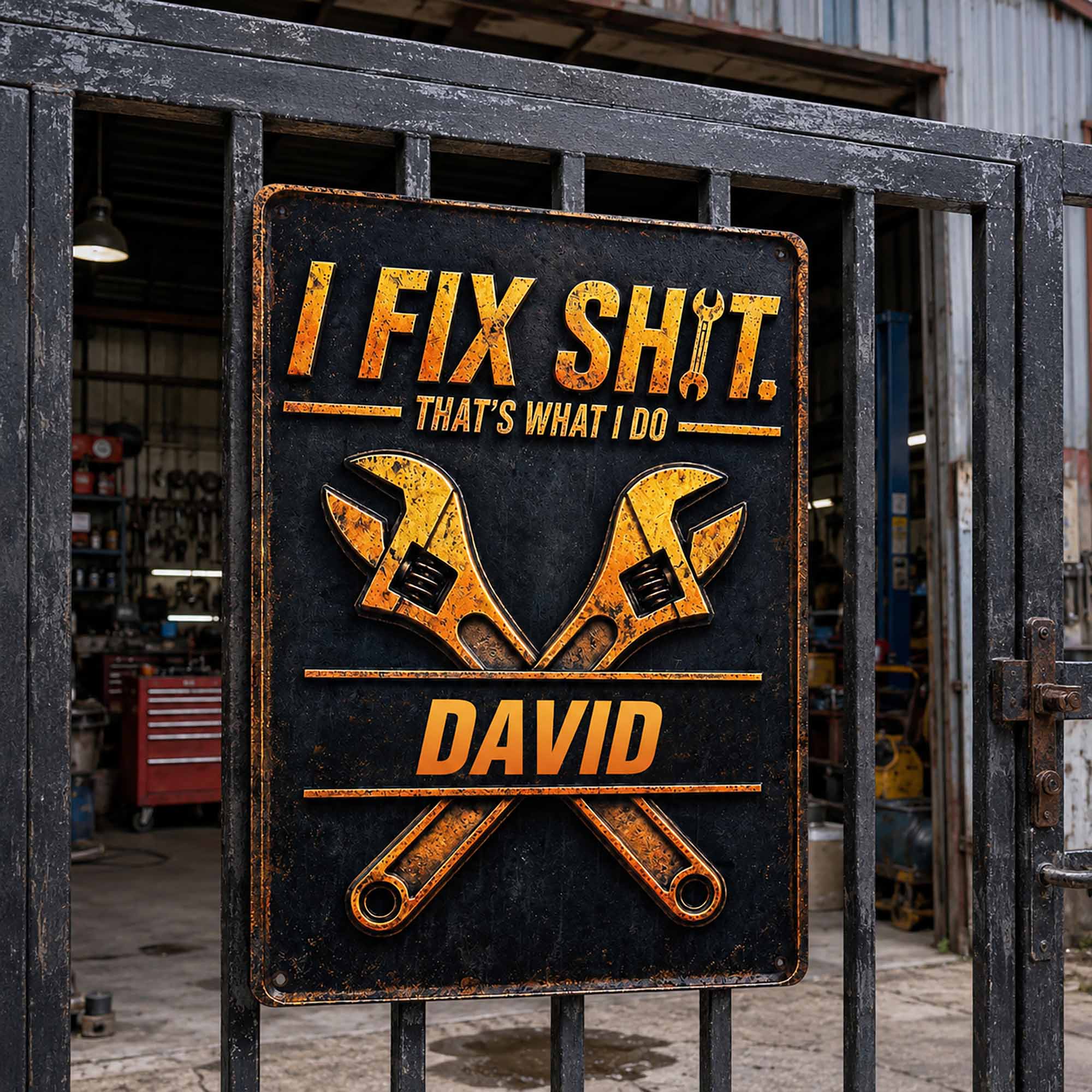 Personalized Metal Sign Custom Name Gift for Dad Handyman Metal Sign GradoCreations
