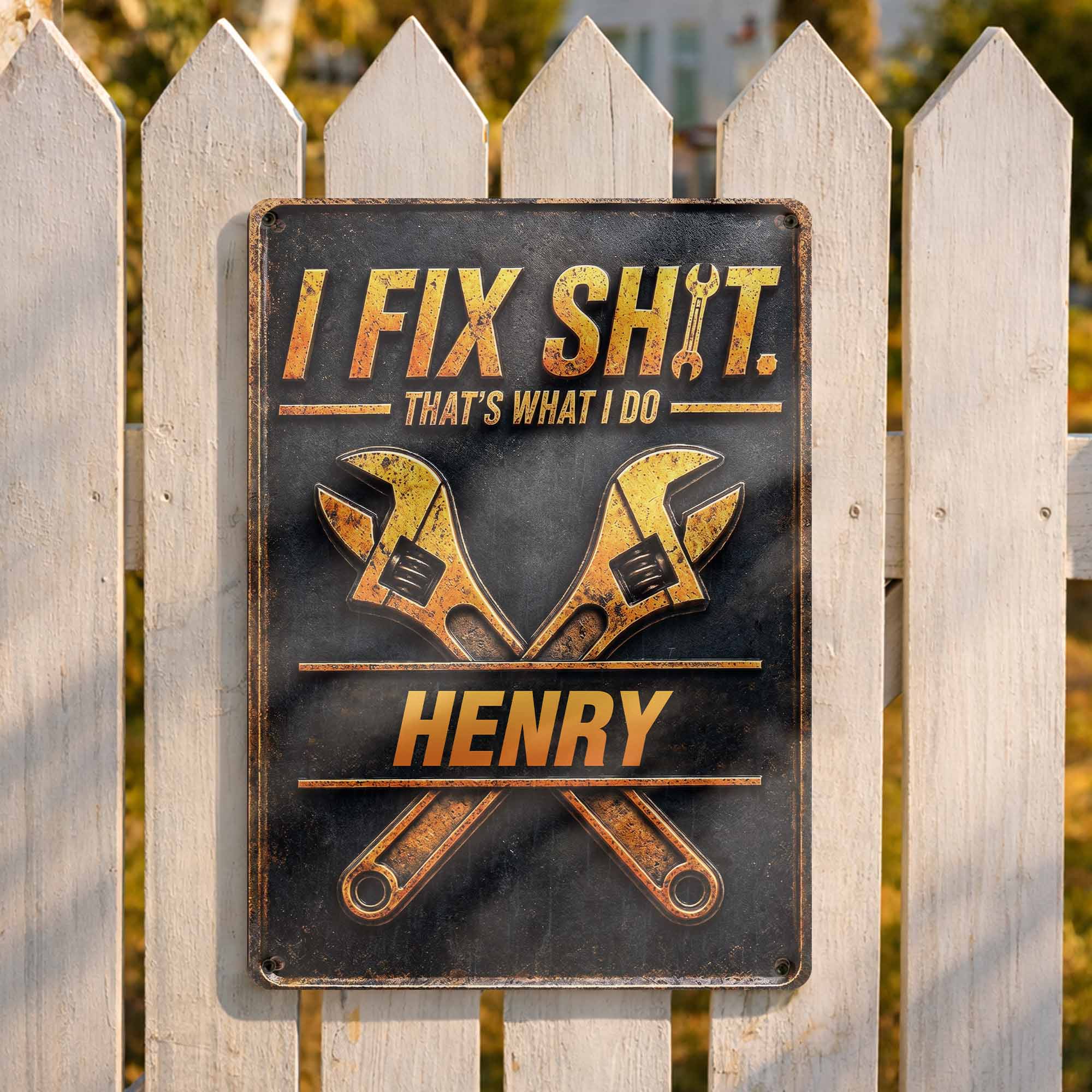 Personalized Metal Sign Custom Name Gift for Dad Handyman Metal Sign GradoCreations