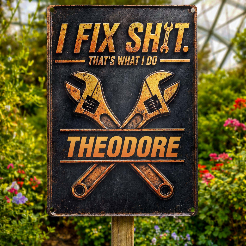 Personalized Metal Sign Custom Name Gift for Dad Handyman Metal Sign GradoCreations