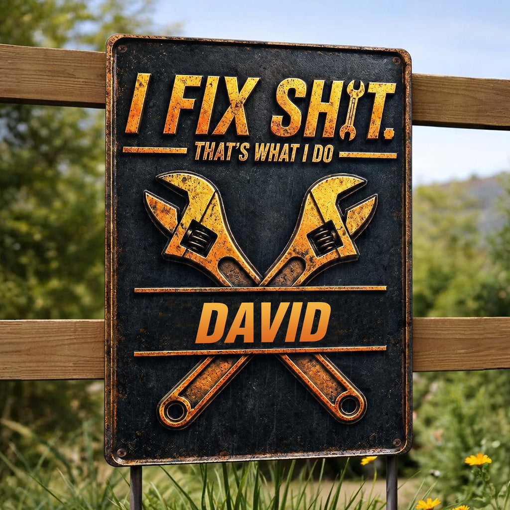 Personalized Metal Sign Custom Name Gift for Dad Handyman Metal Sign GradoCreations