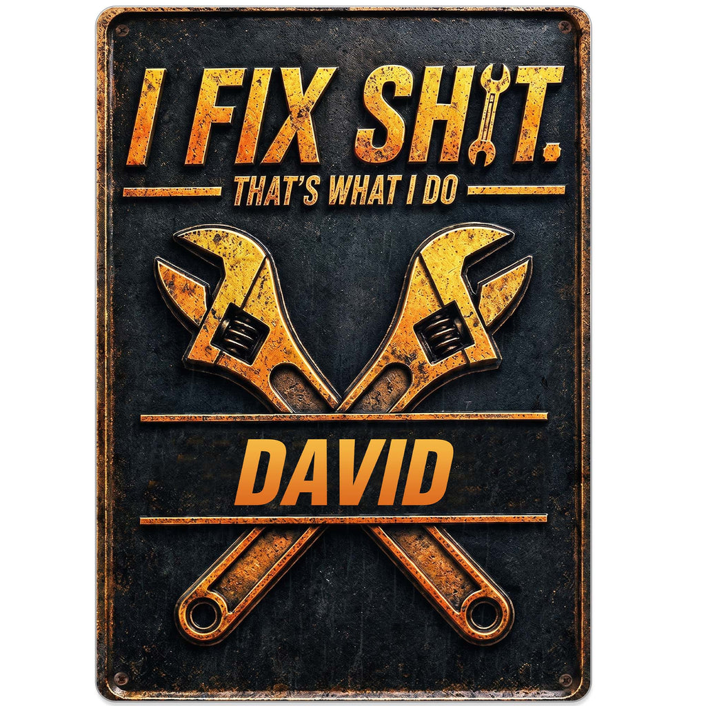Personalized Metal Sign Custom Name Gift for Dad Handyman Metal Sign GradoCreations