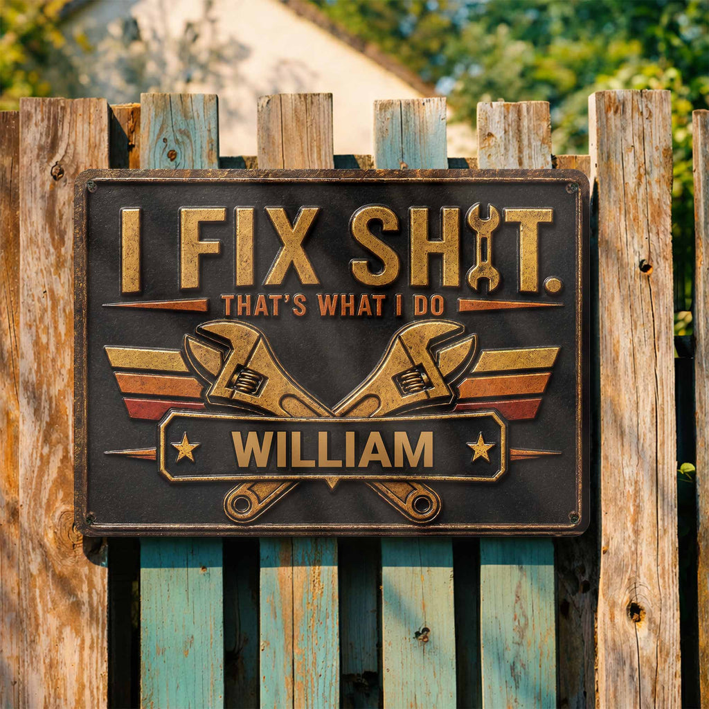 Personalized Metal Sign Custom Name Gift for Dad Handyman Metal Sign GradoCreations