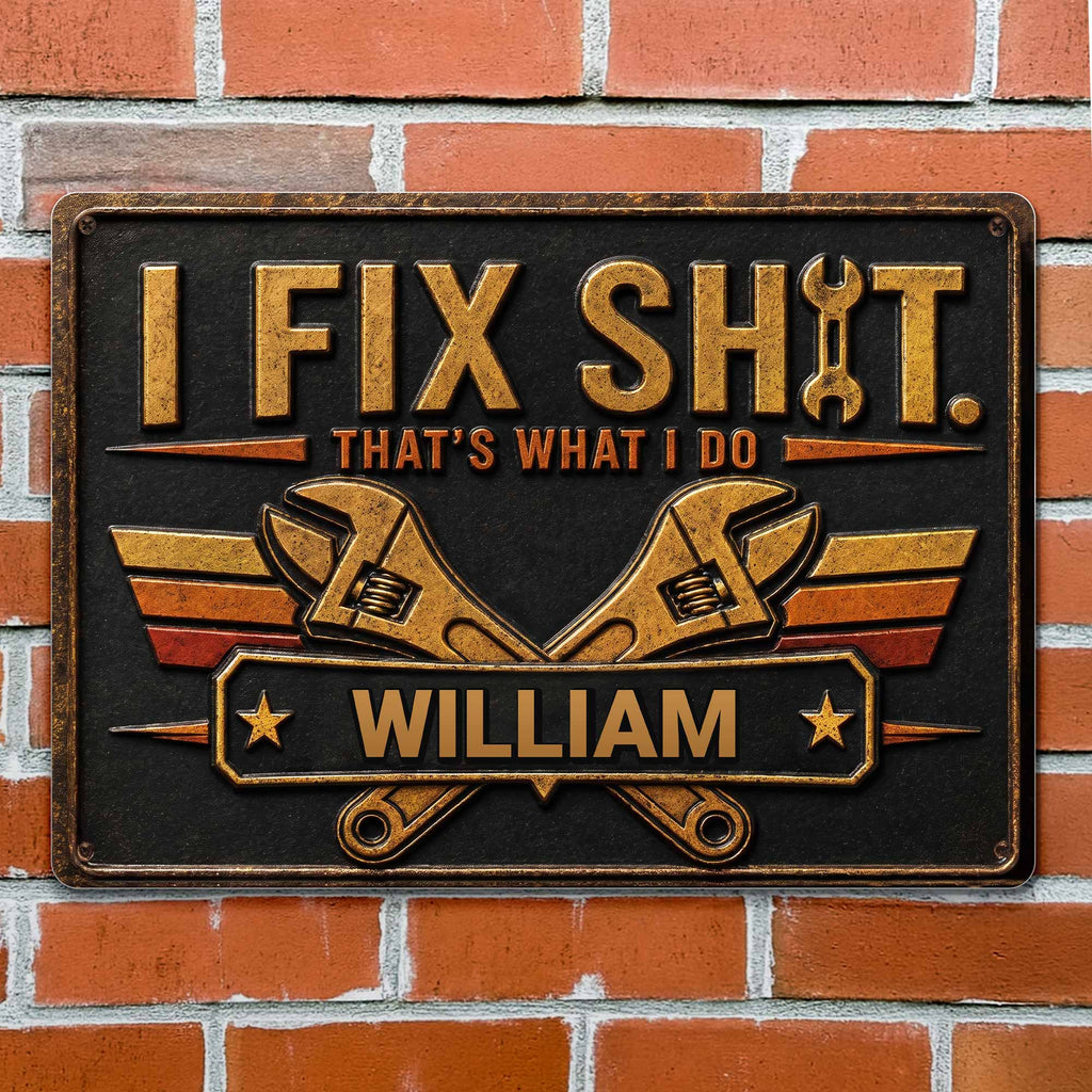 Personalized Metal Sign Custom Name Gift for Dad Handyman Metal Sign GradoCreations