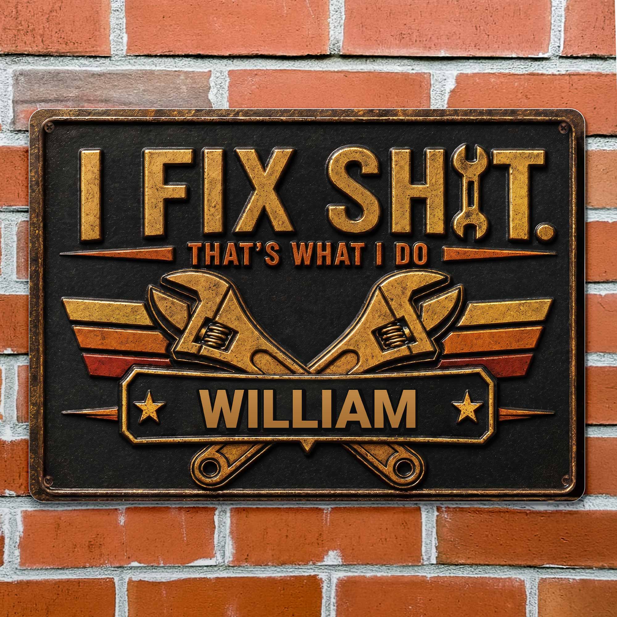 Personalized Metal Sign Custom Name Gift for Dad Handyman Metal Sign GradoCreations