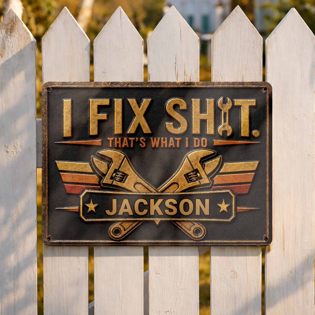 Personalized Metal Sign Custom Name Gift for Dad Handyman Metal Sign GradoCreations