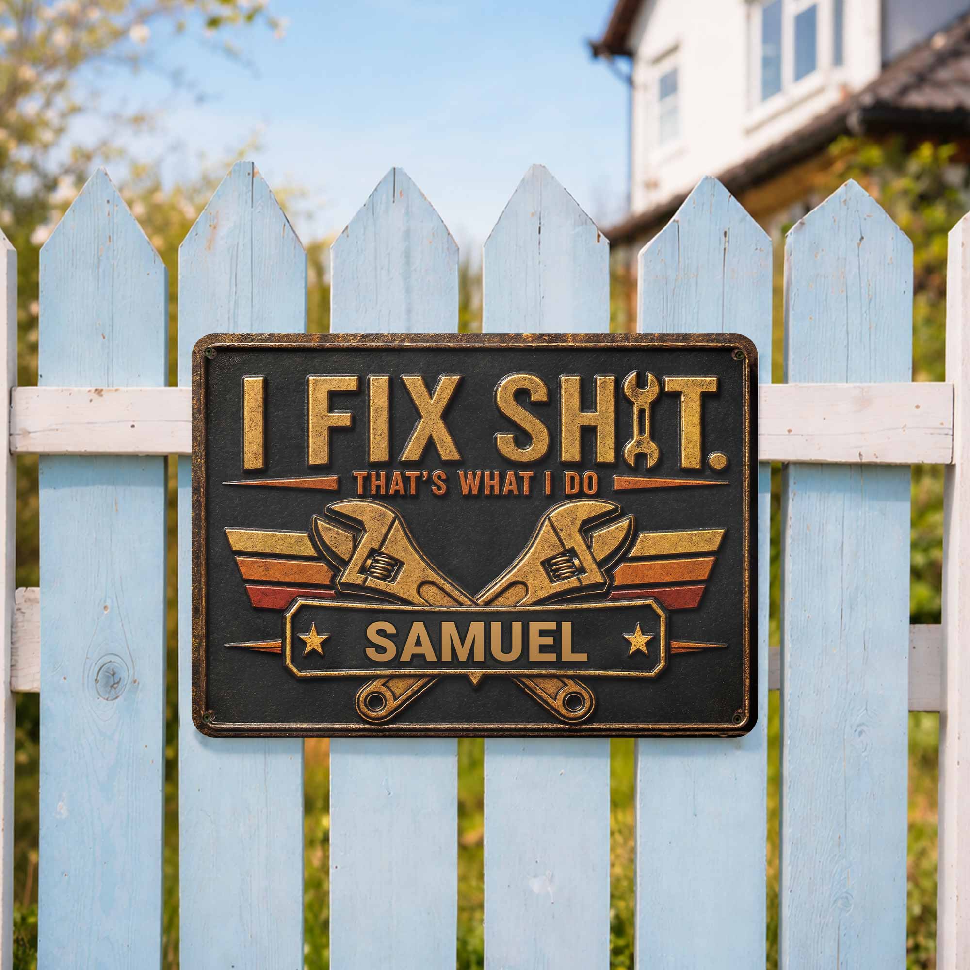 Personalized Metal Sign Custom Name Gift for Dad Handyman Metal Sign GradoCreations