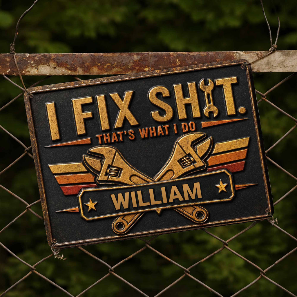 Personalized Metal Sign Custom Name Gift for Dad Handyman Metal Sign GradoCreations