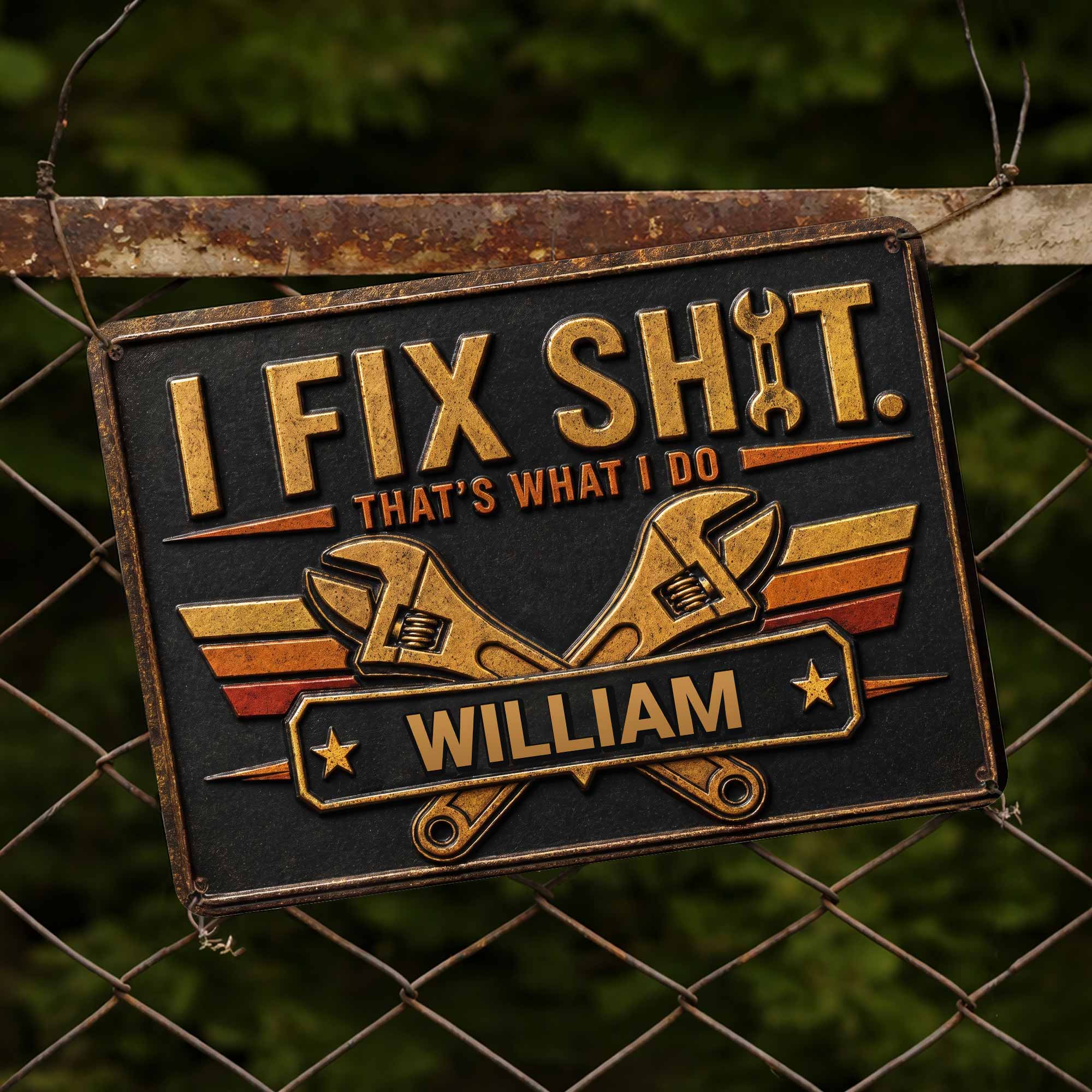 Personalized Metal Sign Custom Name Gift for Dad Handyman Metal Sign GradoCreations