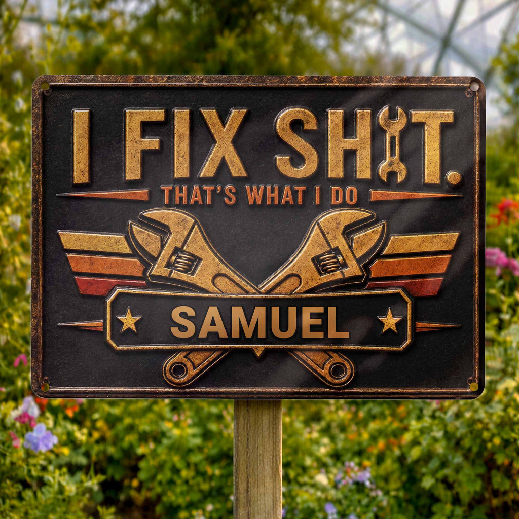Personalized Metal Sign Custom Name Gift for Dad Handyman Metal Sign GradoCreations