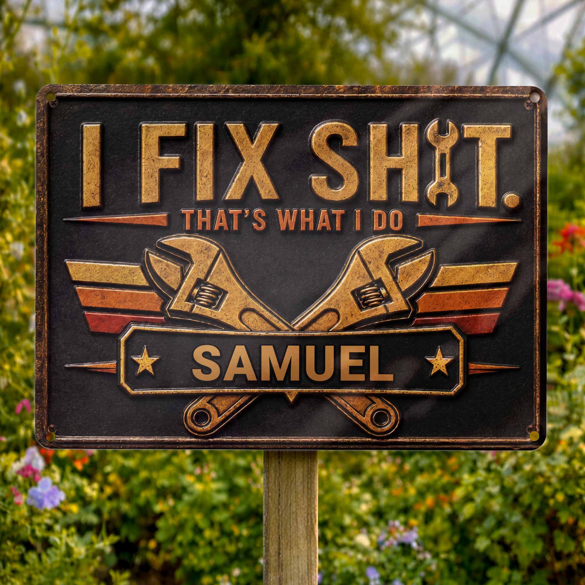 Personalized Metal Sign Custom Name Gift for Dad Handyman Metal Sign GradoCreations