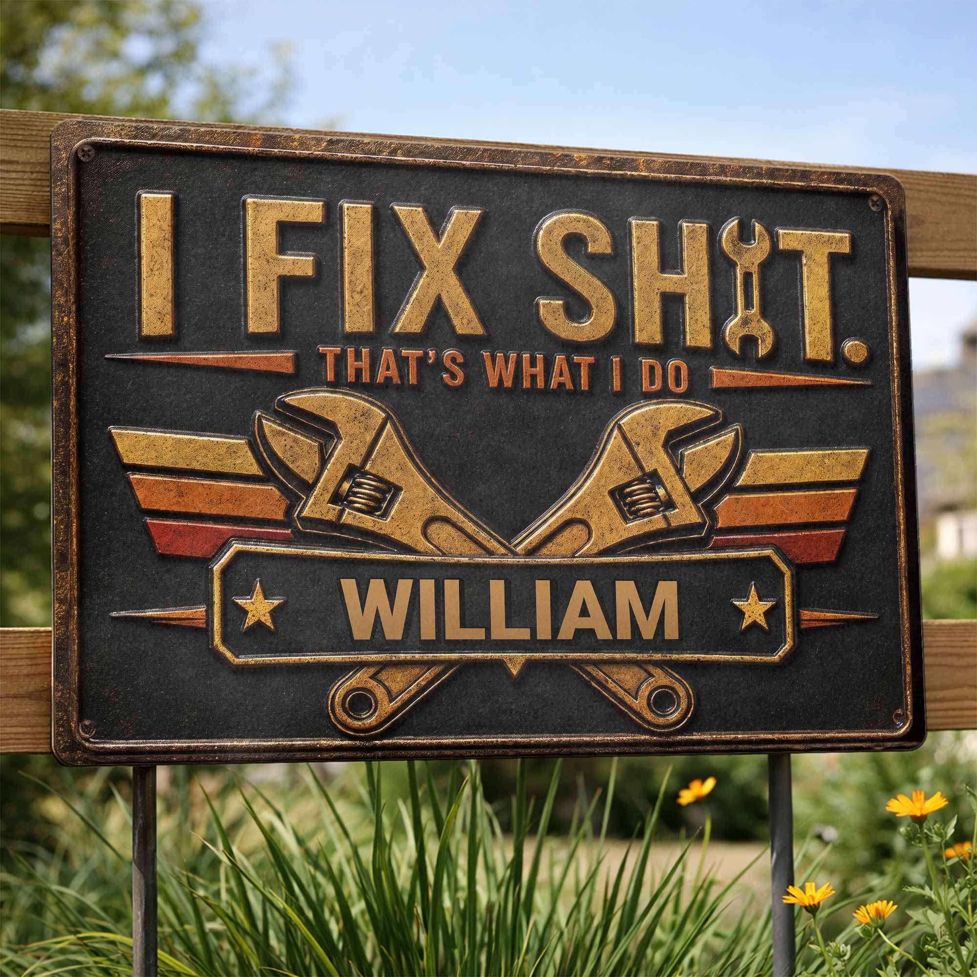 Personalized Metal Sign Custom Name Gift for Dad Handyman Metal Sign GradoCreations