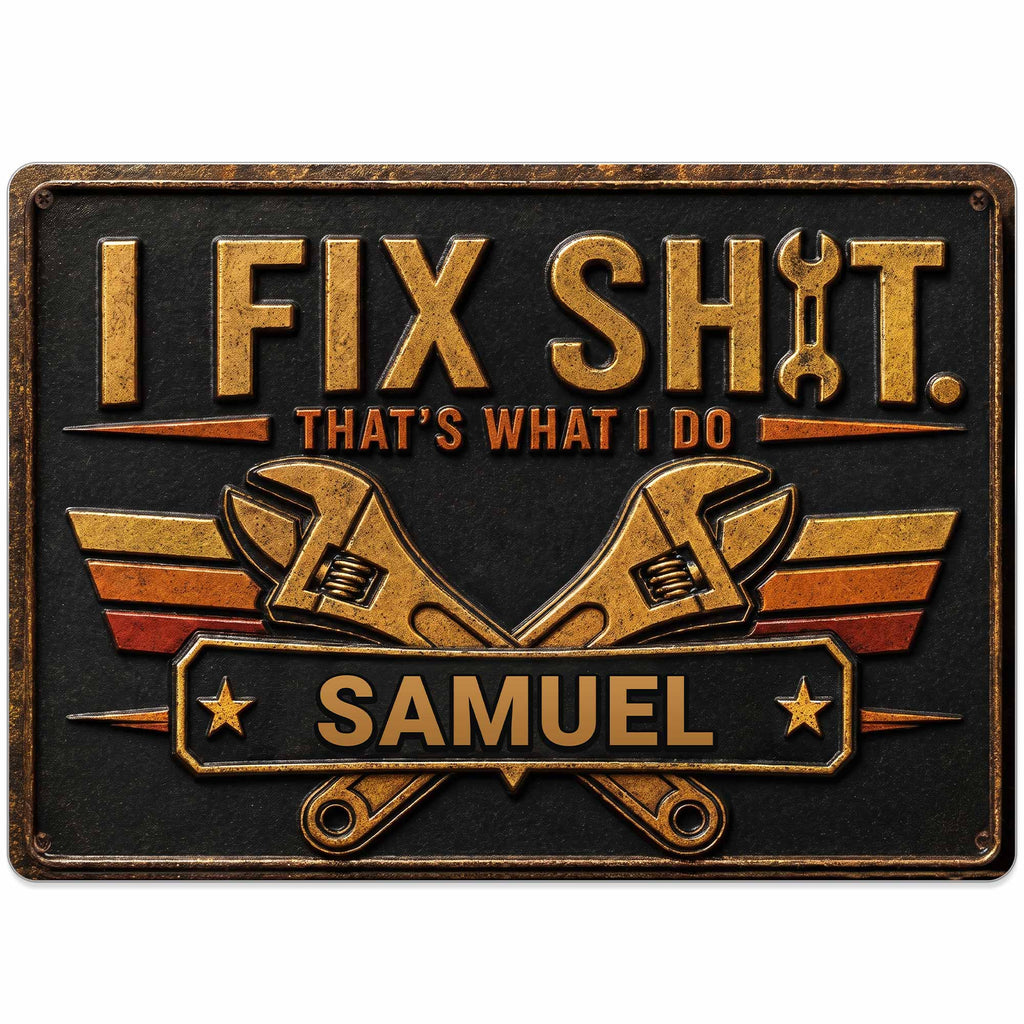 Personalized Metal Sign Custom Name Gift for Dad Handyman Metal Sign GradoCreations