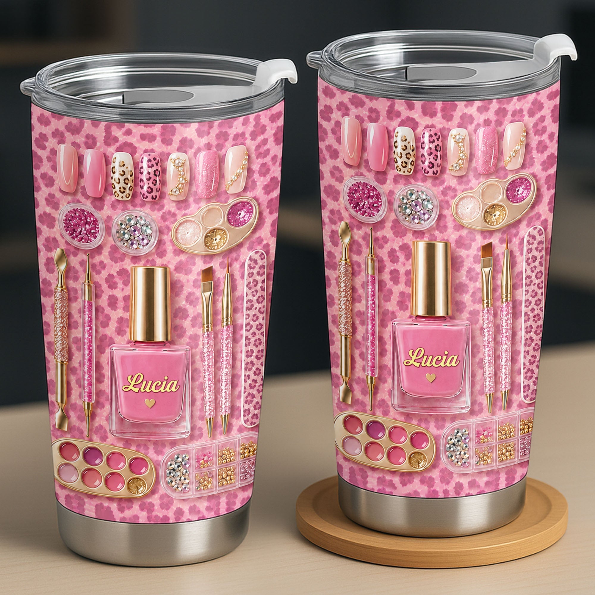 Personalized Leopard Pattern 20oz Tumbler Custom Name Gift 20oz Tumbler GradoCreations