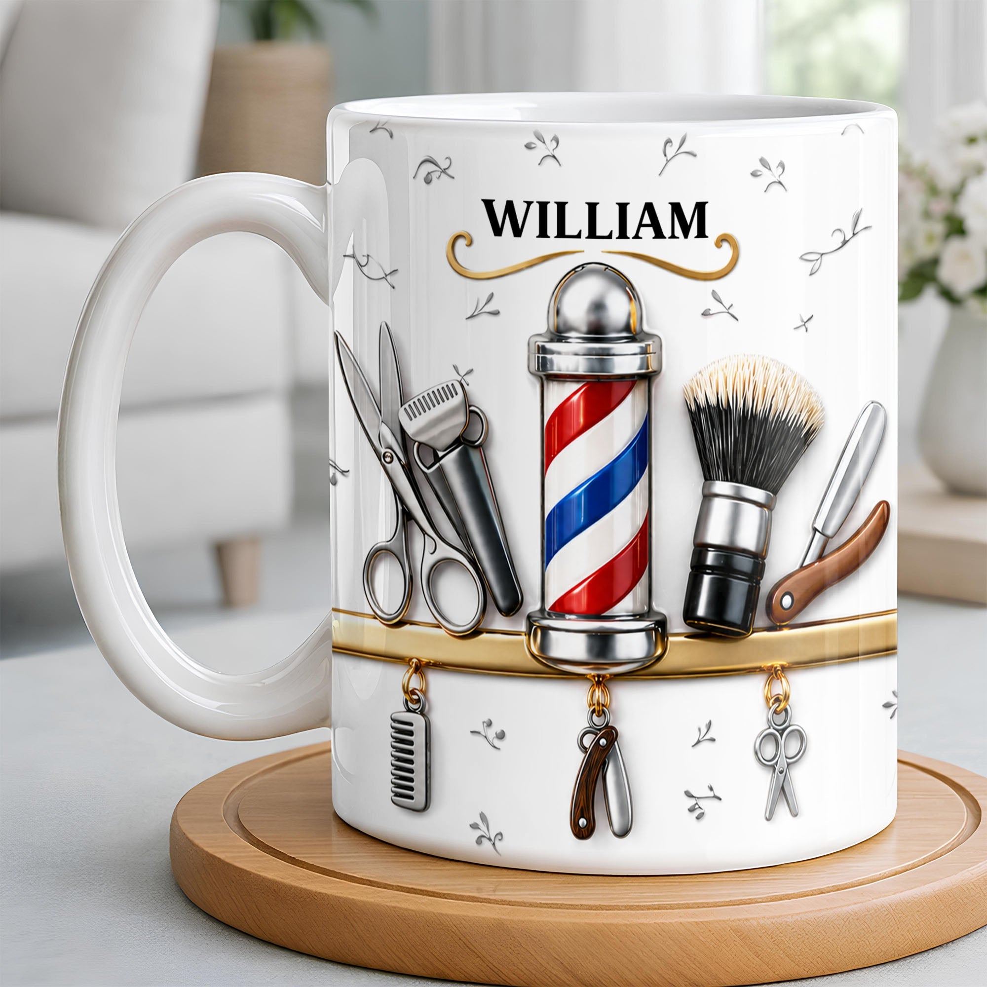Personalized Barber Tools Coffee Mug Custom Gift for Dad Edge-to-edge Mug GradoCreations