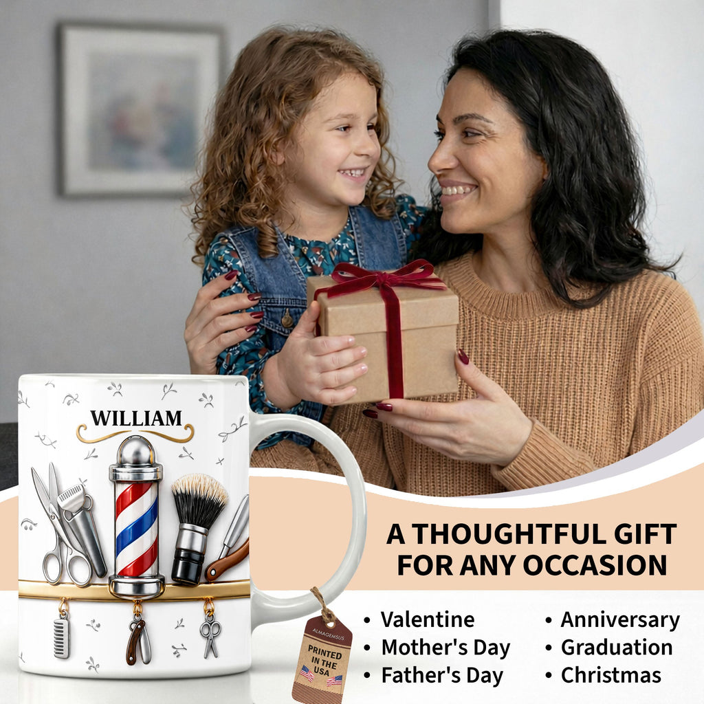 Personalized Barber Tools Coffee Mug Custom Gift for Dad Edge-to-edge Mug GradoCreations
