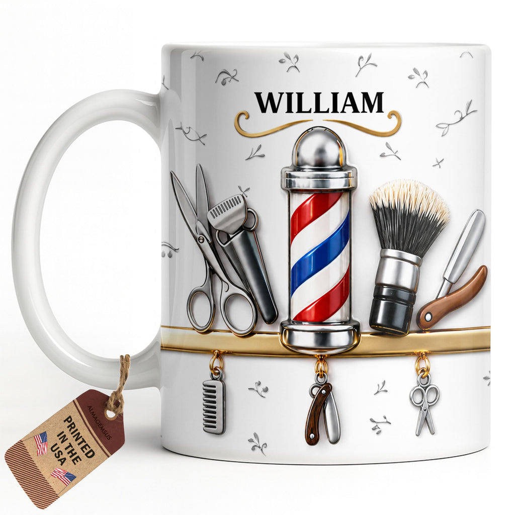 Personalized Barber Tools Coffee Mug Custom Gift for Dad Edge-to-edge Mug GradoCreations