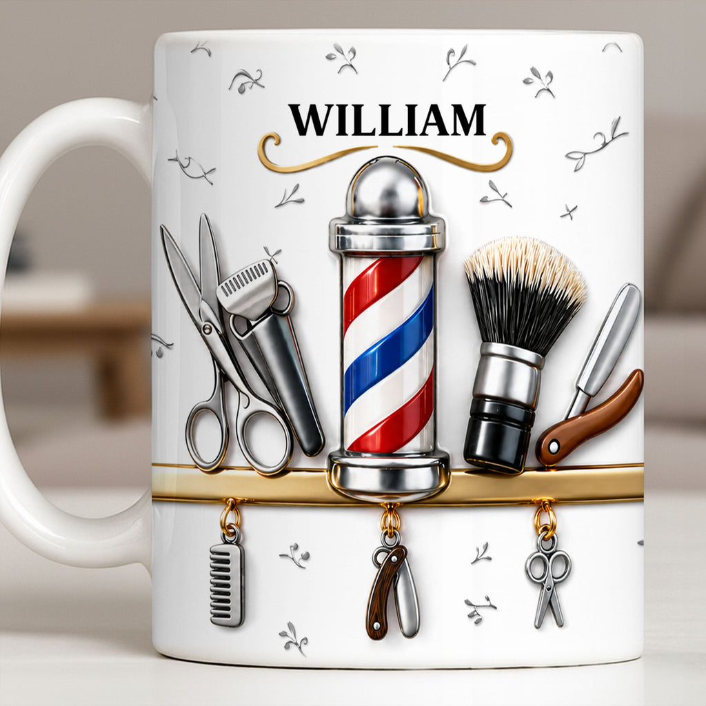 Personalized Barber Tools Coffee Mug Custom Gift for Dad Edge-to-edge Mug GradoCreations