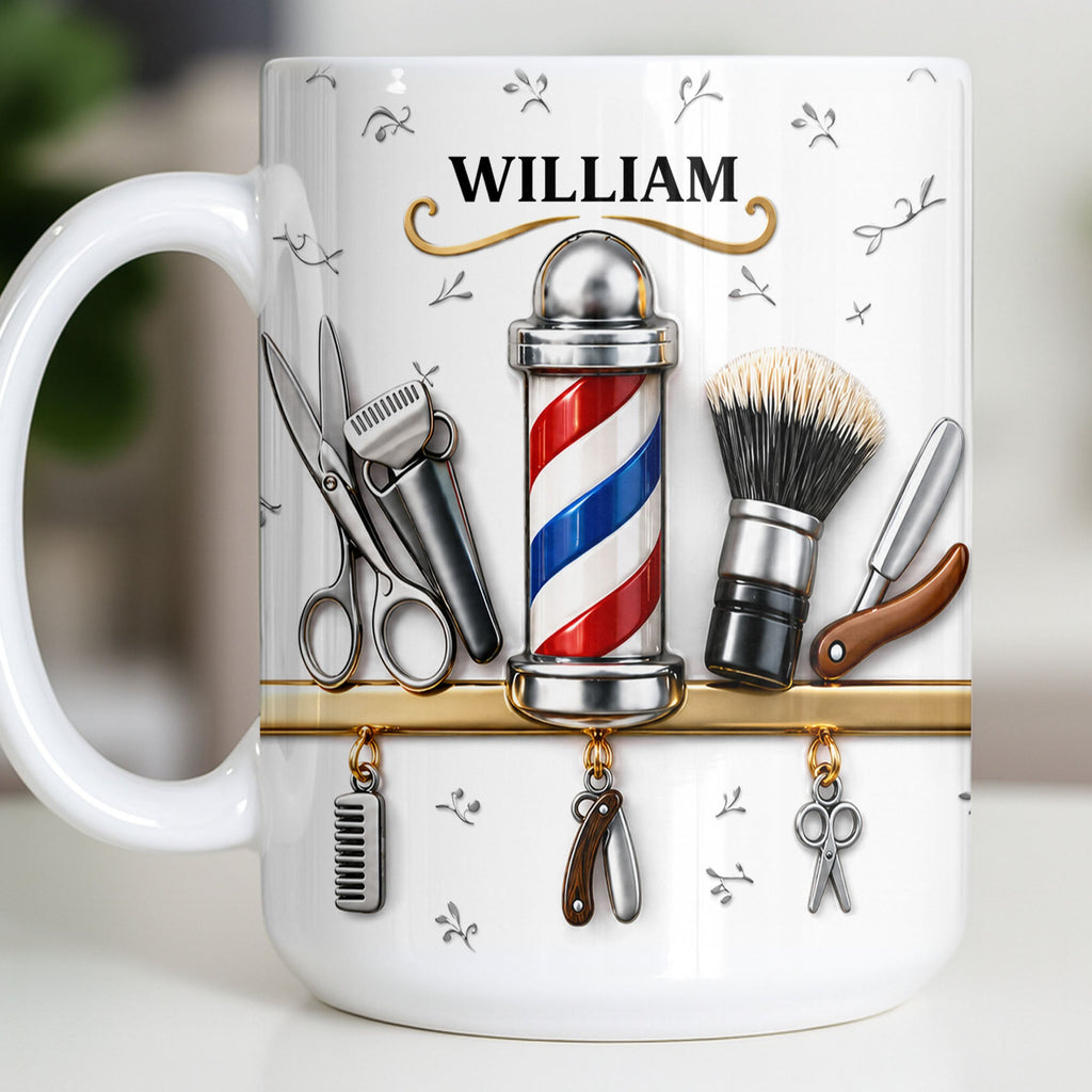 Personalized Barber Tools Coffee Mug Custom Gift for Dad Edge-to-edge Mug GradoCreations