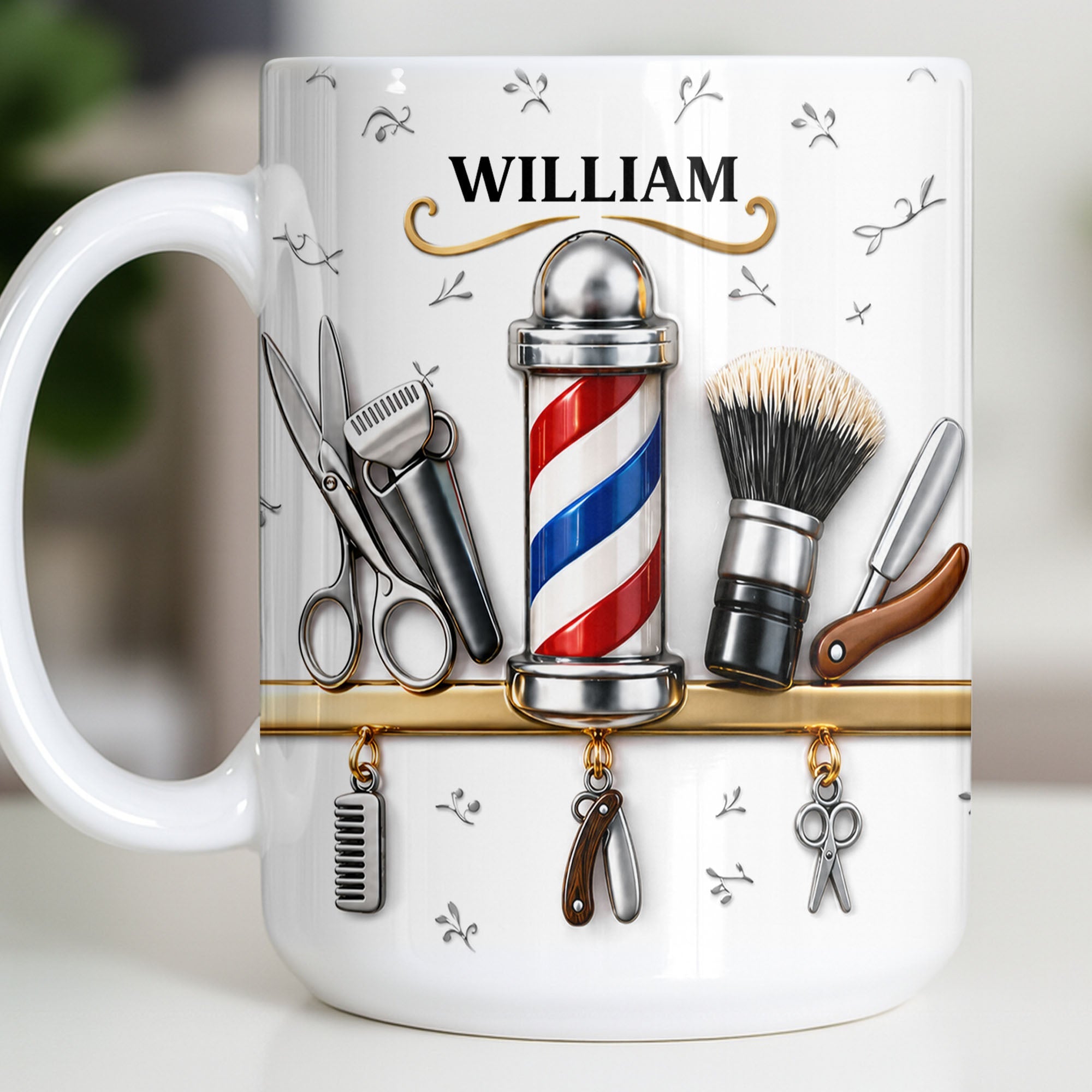 Personalized Barber Tools Coffee Mug Custom Gift for Dad Edge-to-edge Mug GradoCreations
