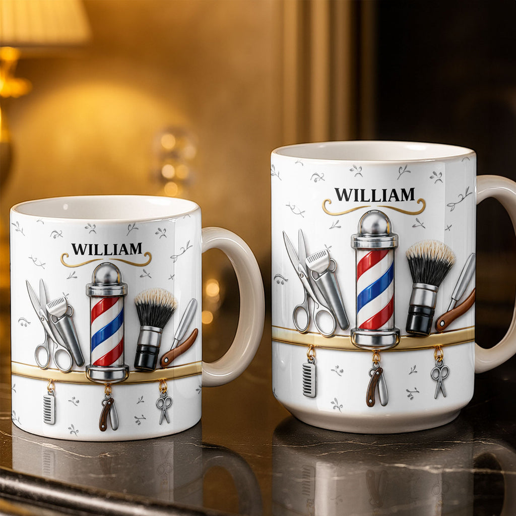 Personalized Barber Tools Coffee Mug Custom Gift for Dad Edge-to-edge Mug GradoCreations