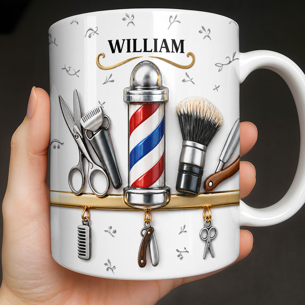 Personalized Barber Tools Coffee Mug Custom Gift for Dad Edge-to-edge Mug GradoCreations