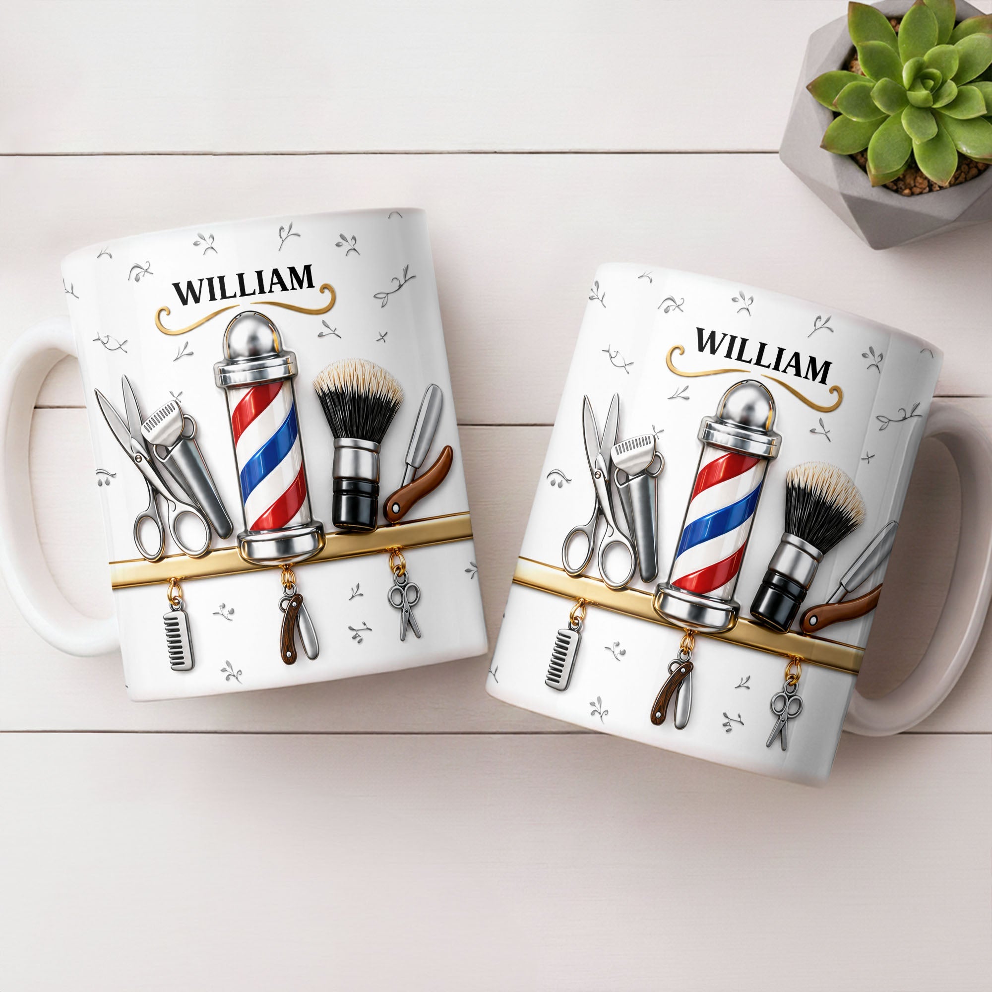 Personalized Barber Tools Coffee Mug Custom Gift for Dad Edge-to-edge Mug GradoCreations