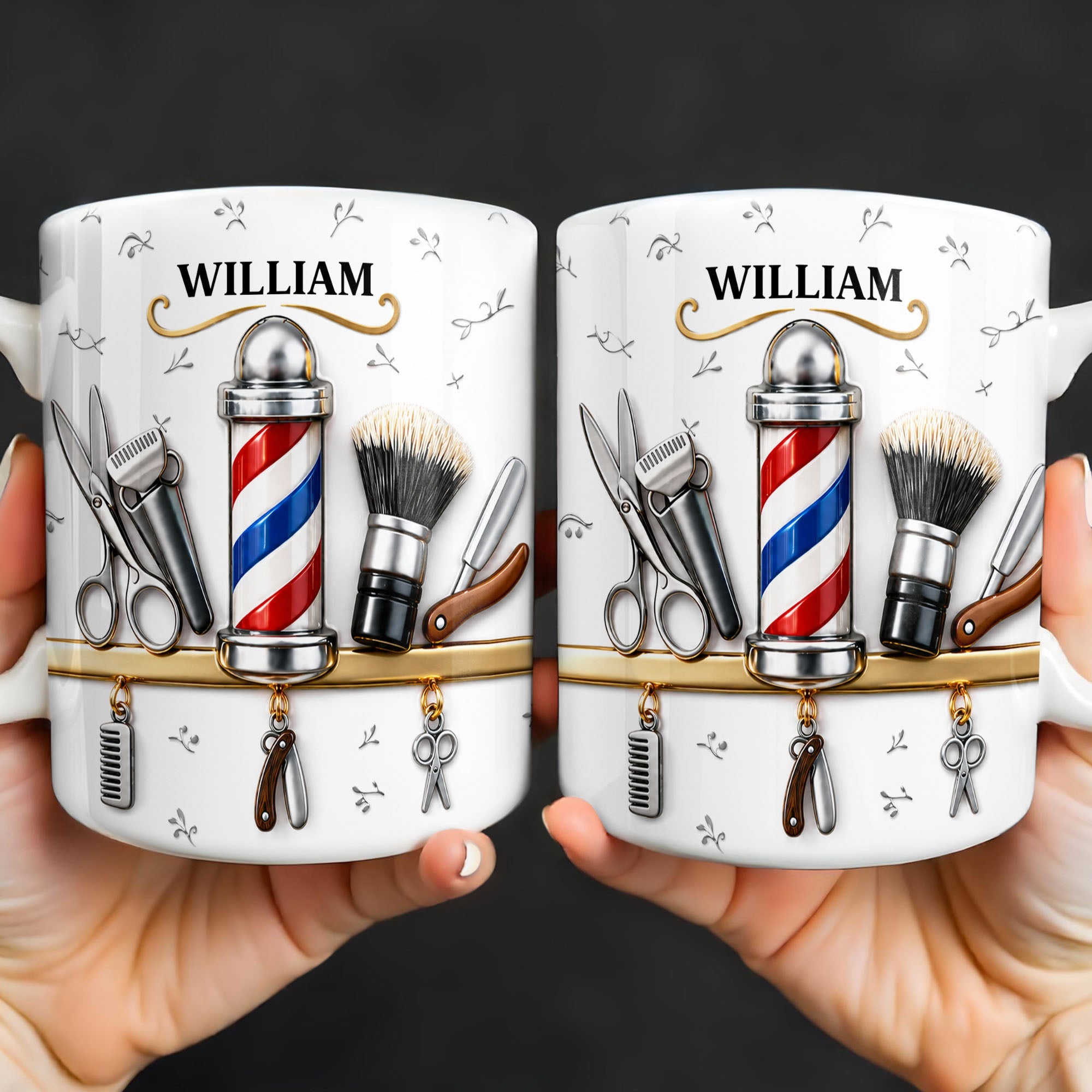 Personalized Barber Tools Coffee Mug Custom Gift for Dad Edge-to-edge Mug GradoCreations