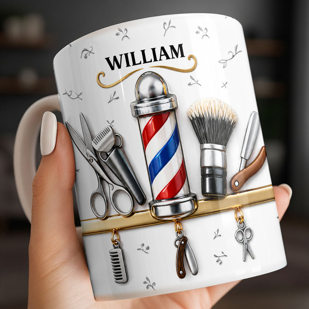 Personalized Barber Tools Coffee Mug Custom Gift for Dad Edge-to-edge Mug GradoCreations
