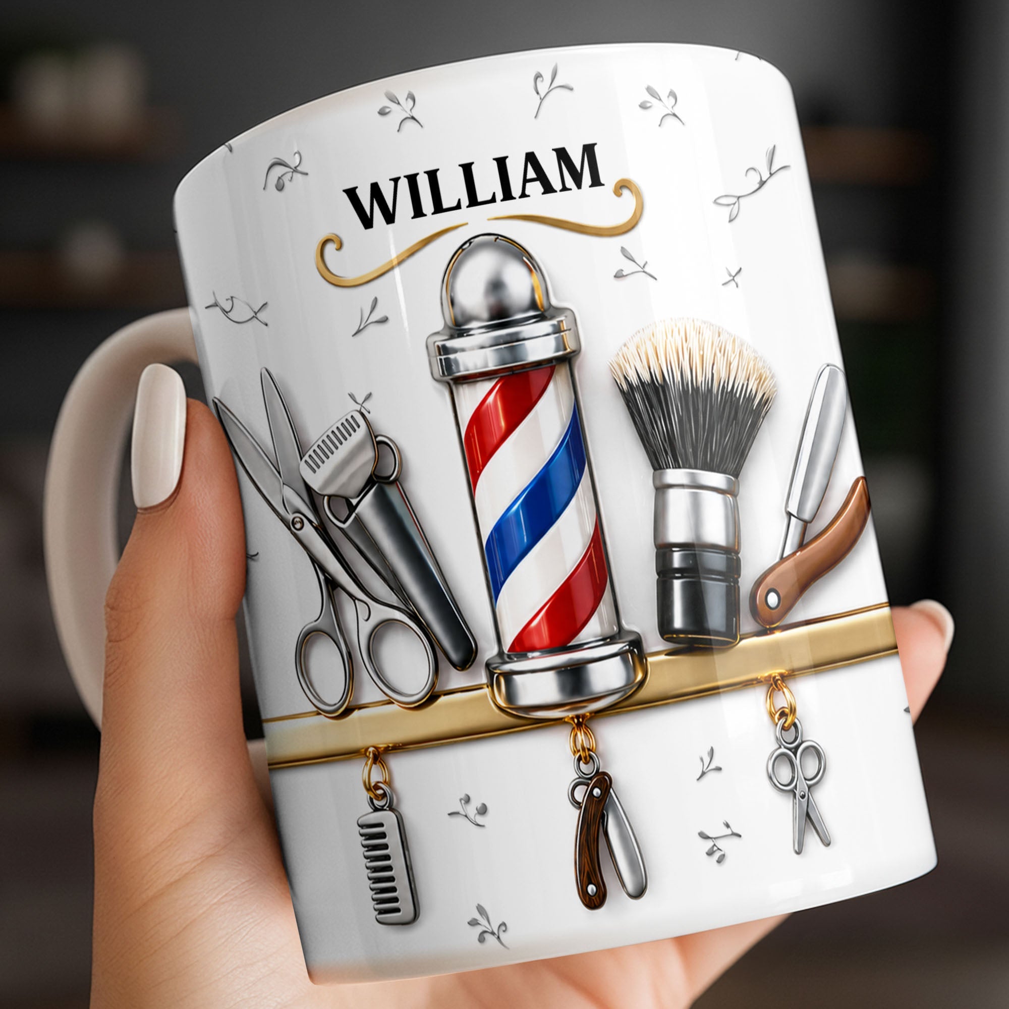 Personalized Barber Tools Coffee Mug Custom Gift for Dad Edge-to-edge Mug GradoCreations