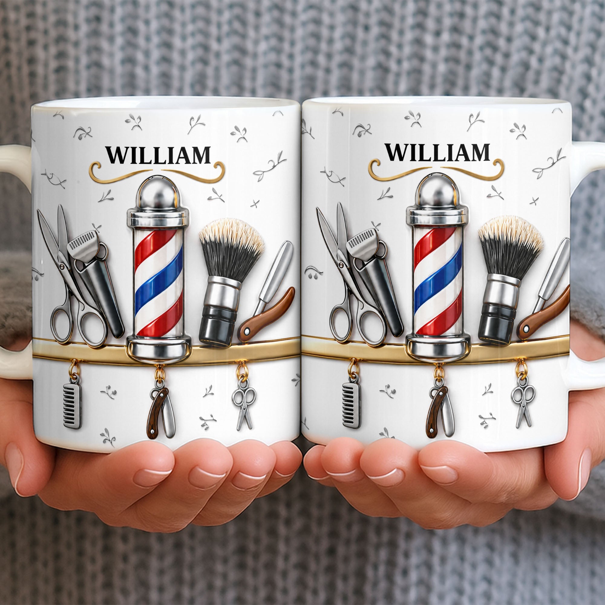 Personalized Barber Tools Coffee Mug Custom Gift for Dad Edge-to-edge Mug GradoCreations
