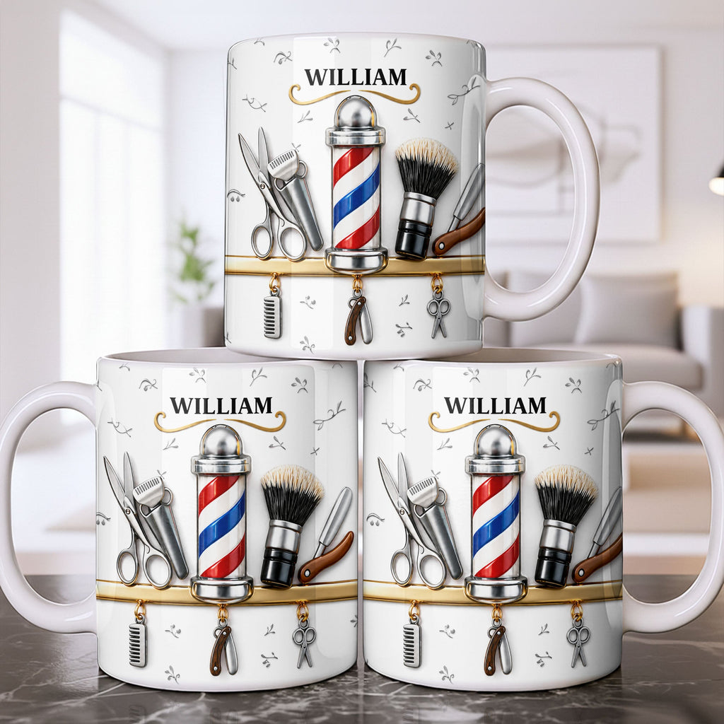 Personalized Barber Tools Coffee Mug Custom Gift for Dad Edge-to-edge Mug GradoCreations