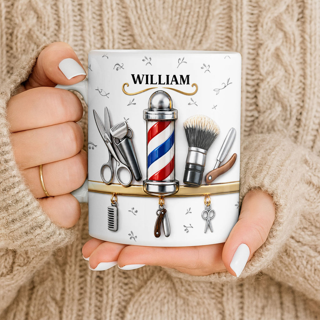 Personalized Barber Tools Coffee Mug Custom Gift for Dad Edge-to-edge Mug GradoCreations