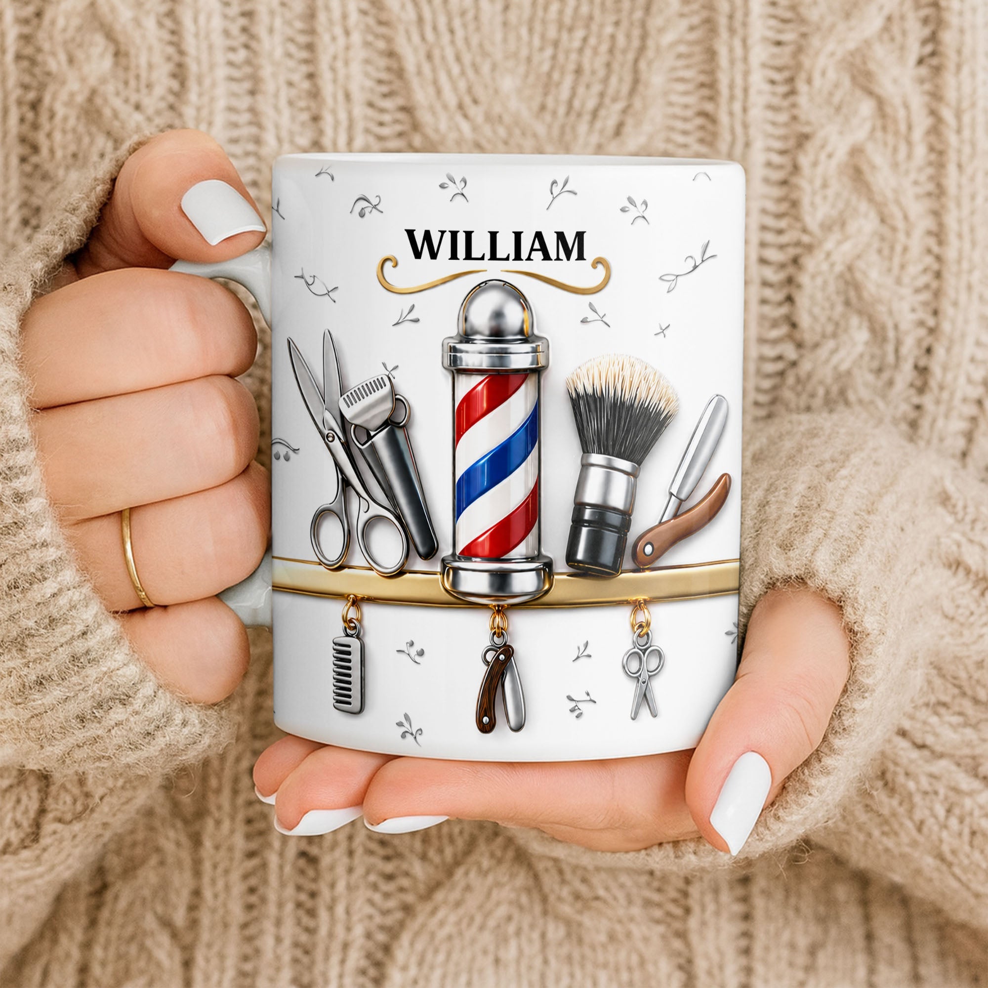 Personalized Barber Tools Coffee Mug Custom Gift for Dad Edge-to-edge Mug GradoCreations